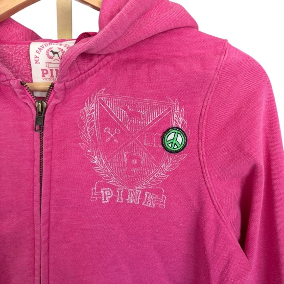 Victoria’s Secret PINK Jacket Medium University of Pink 1986 Zip Hooded Y2K Pink - Picture 4 of 7